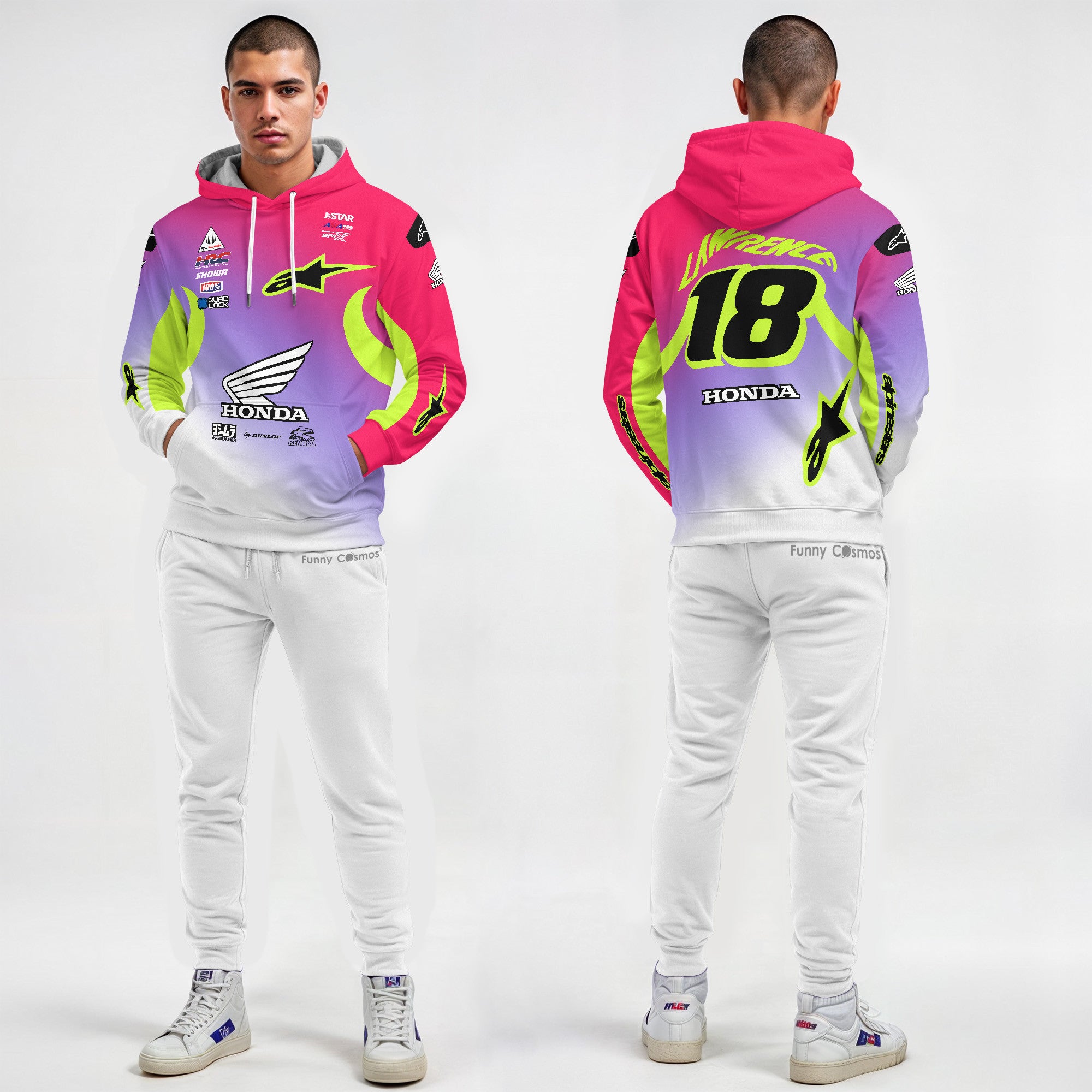 Jett Lawrence #18 Signed Honda HRC AMA Supercross Motocross 2024 Racing Hoodie Costume Racing Suit