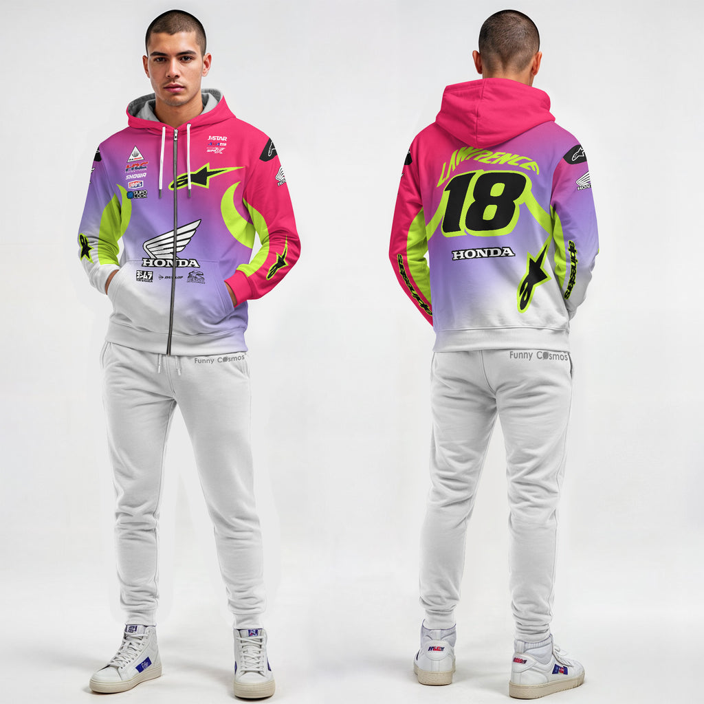 Jett Lawrence #18 Signed Honda HRC AMA Supercross Motocross 2024 Racing Hoodie Costume Racing Suit