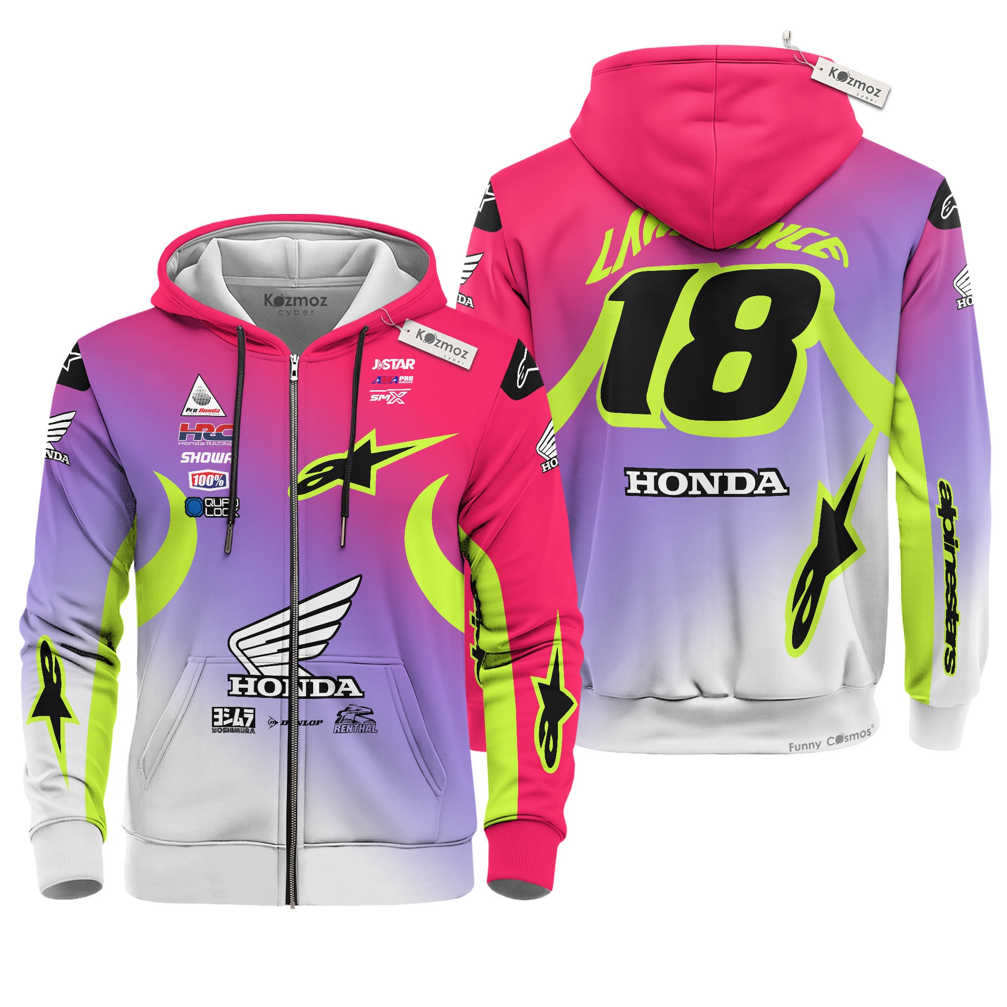 Jett Lawrence #18 Signed Honda HRC AMA Supercross Motocross 2024 Racing Hoodie Costume Racing Suit