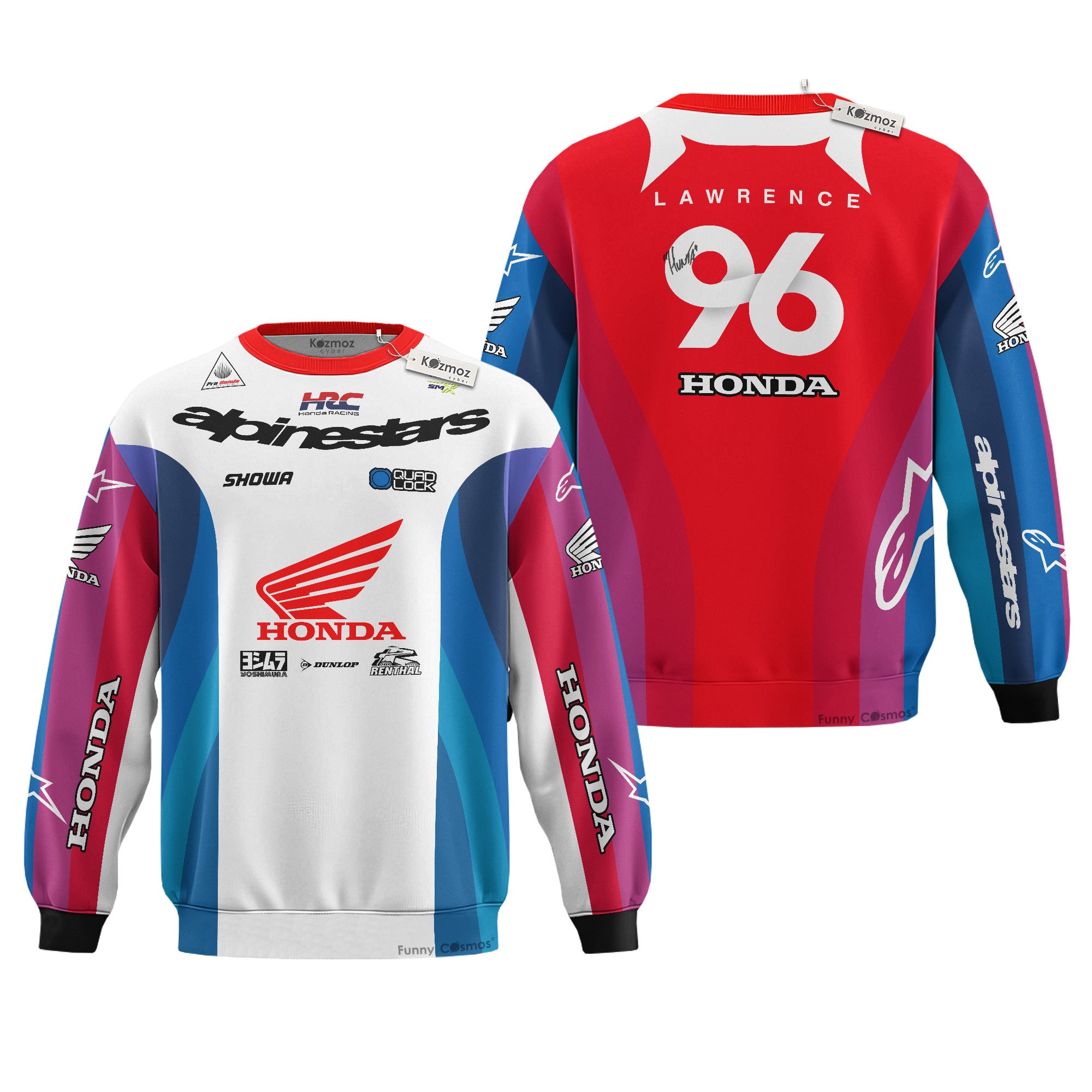 Hunter Lawrence Signed Honda HRC Racing #96 AMA Supercross Motocross Racing Hoodie Costume Racing Suit