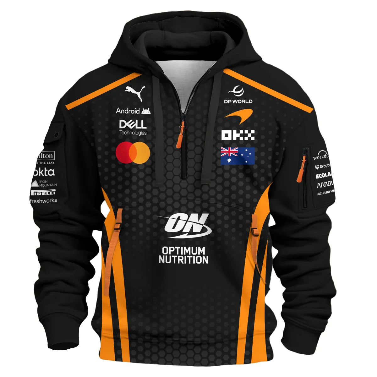 2026 Oscar Piastri McLaren F1 Teamwear Hoodie Half Zip BLOP26226A1HDF - Orange