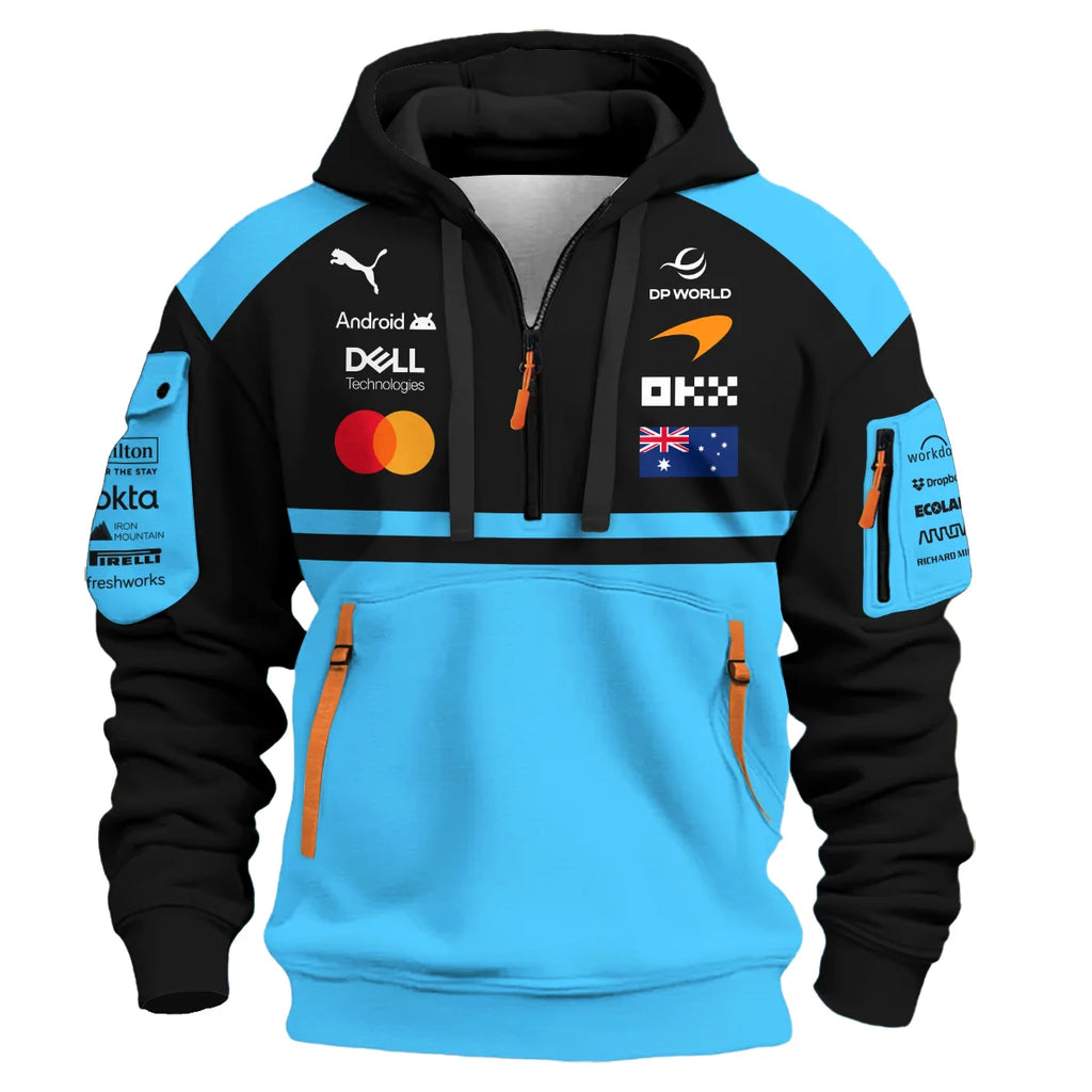 2026 Oscar Piastri McLaren F1 Teamwear Hoodie Half Zip BLOP4226A3HDF - Cyan