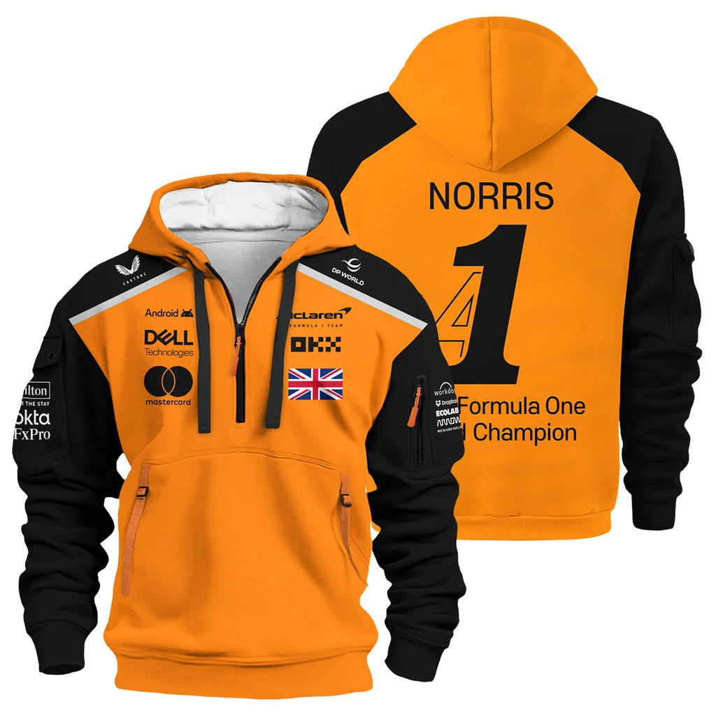 Champion From #4 to #1 Lando Norris McLaren F1 Team Hoodie Half Zip BLNRWDCA1HDF