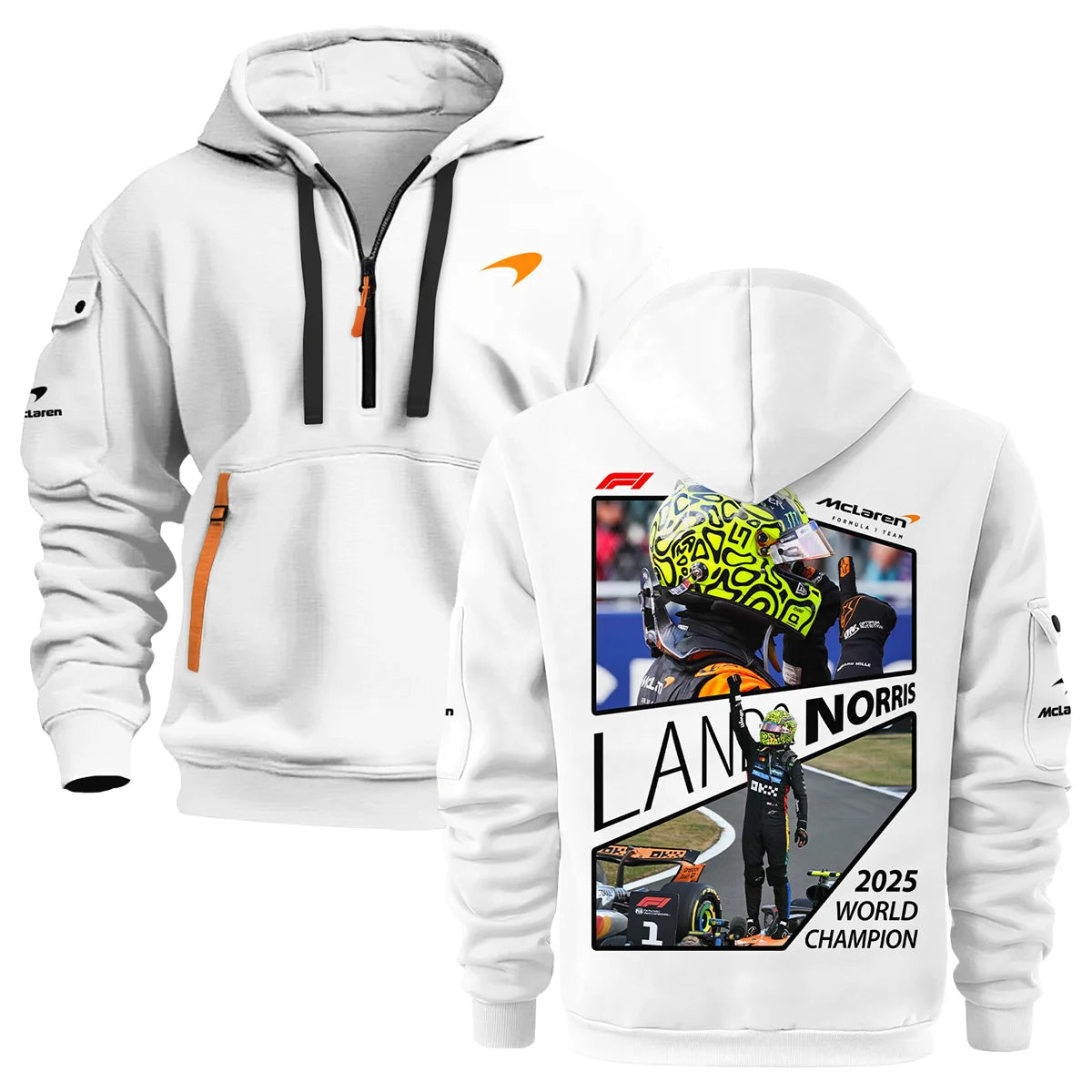 2025 WDC Lando Norris McLaren F1 Team Hoodie Half Zip BLNRWDCA4HDF