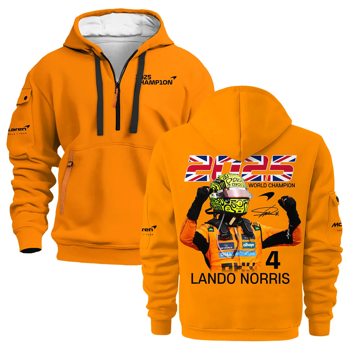 2025 Driver Champion Lando Norris McLaren F1 Team Hoodie Half Zip BLNRWDCA9HDF