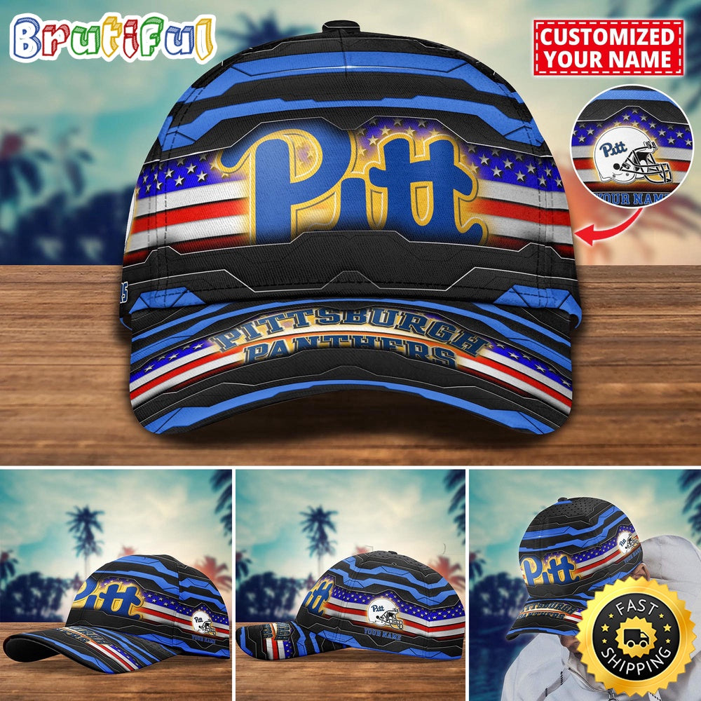 Ncaa Pittsburgh Panthers Baseball Cap Flag Custom Name Cap