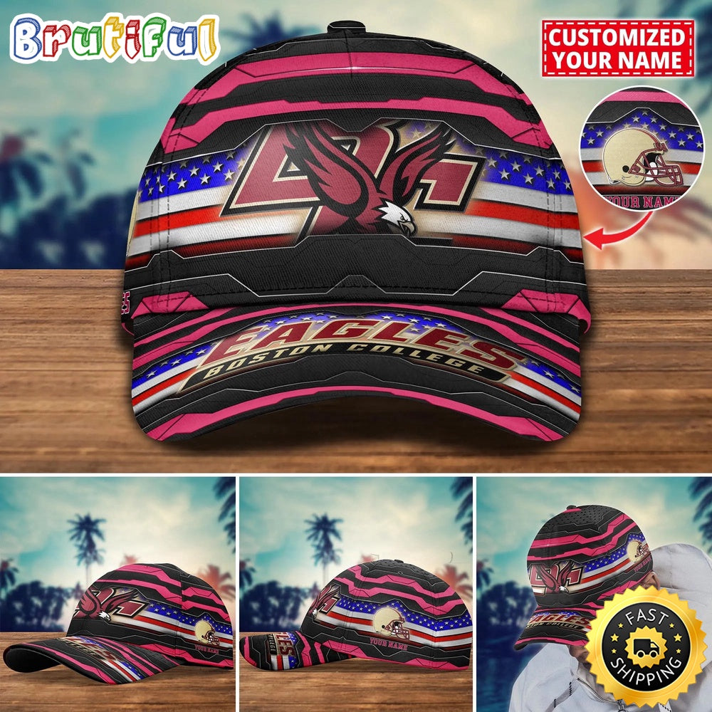 Ncaa Boston College Eagles Baseball Cap Flag Custom Name Cap