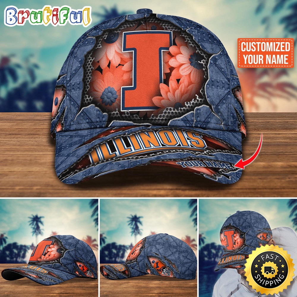 Ncaa Illinois Fighting Illini Baseball Cap Custom Cap Trending
