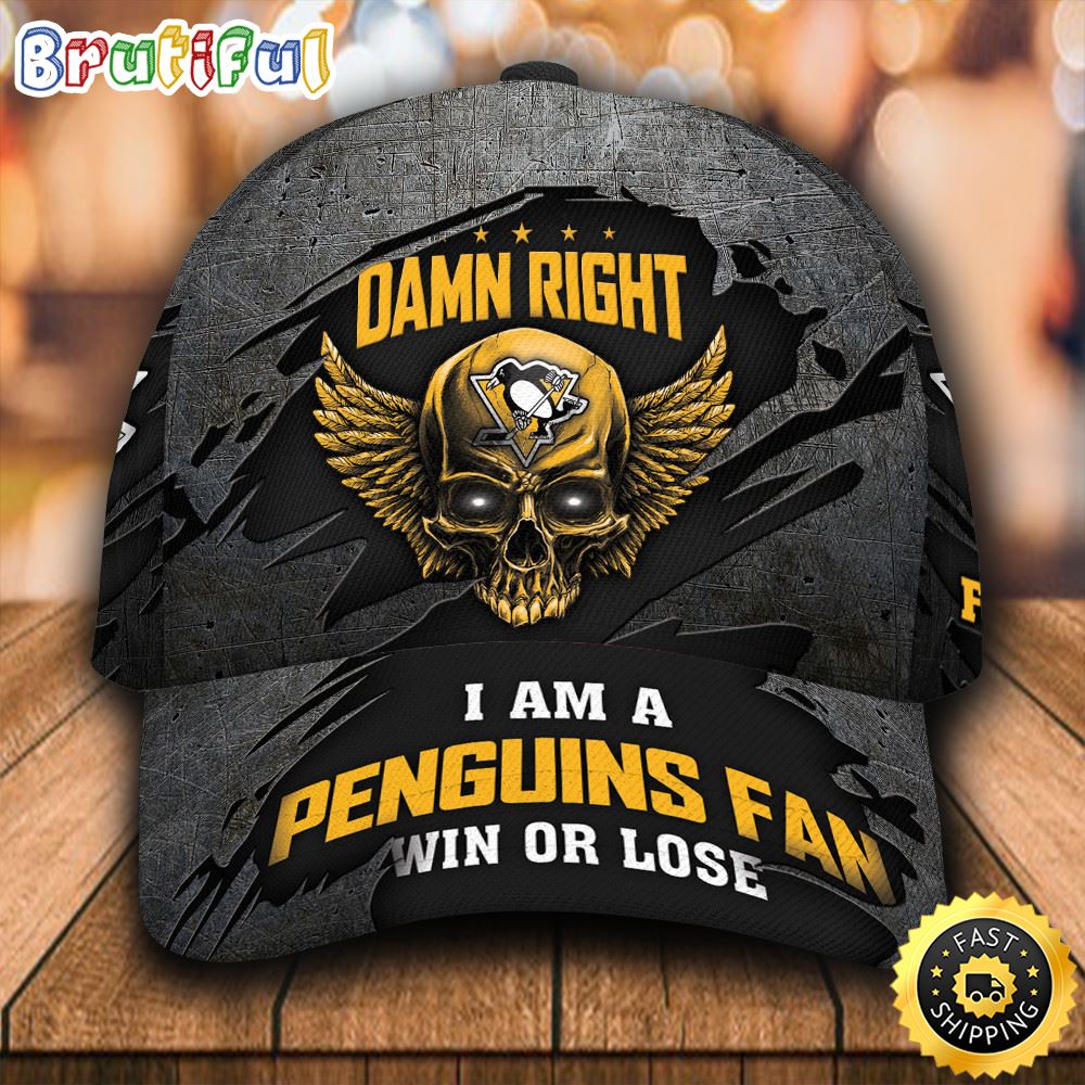 Pittsburgh Penguins Damn Right Text All Over Print 3D Classic Cap