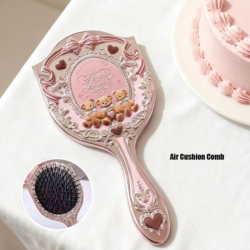 Flower Knows 9th Anniversary Set Desktop Mirror Air Cushion Comb Brush Bucket 3pcs Makeup Tool Kit