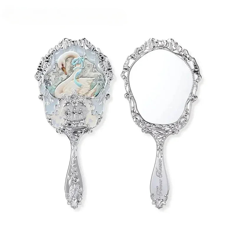 European Vintage Hand Makeup Mirror Frame Pocket Mirror Heart Mirror for Girl Gift
