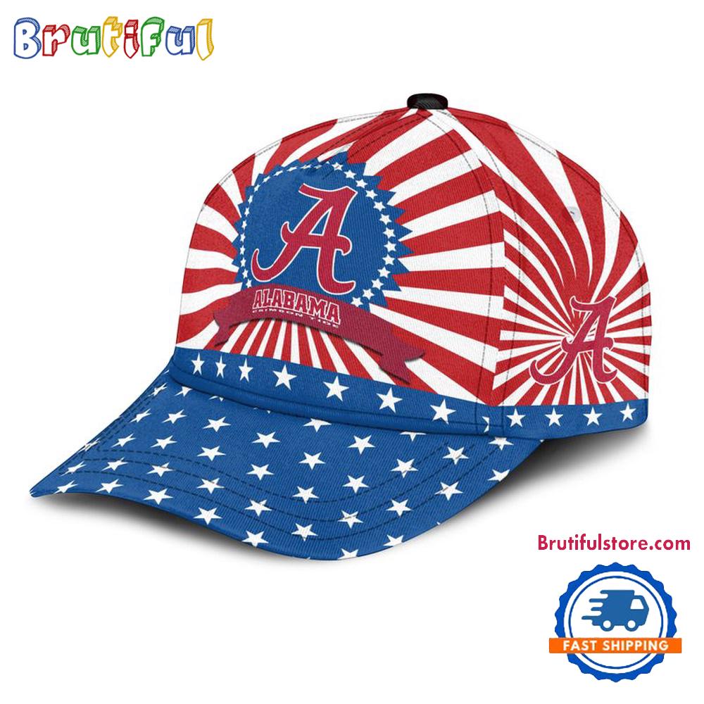 Alabama Crimson Tide American Flag Pattern Independence Day Baseball Cap