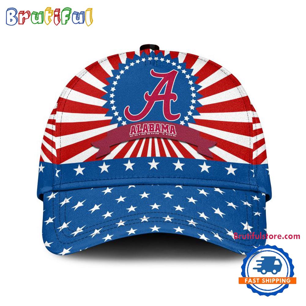 Alabama Crimson Tide American Flag Pattern Independence Day Baseball Cap