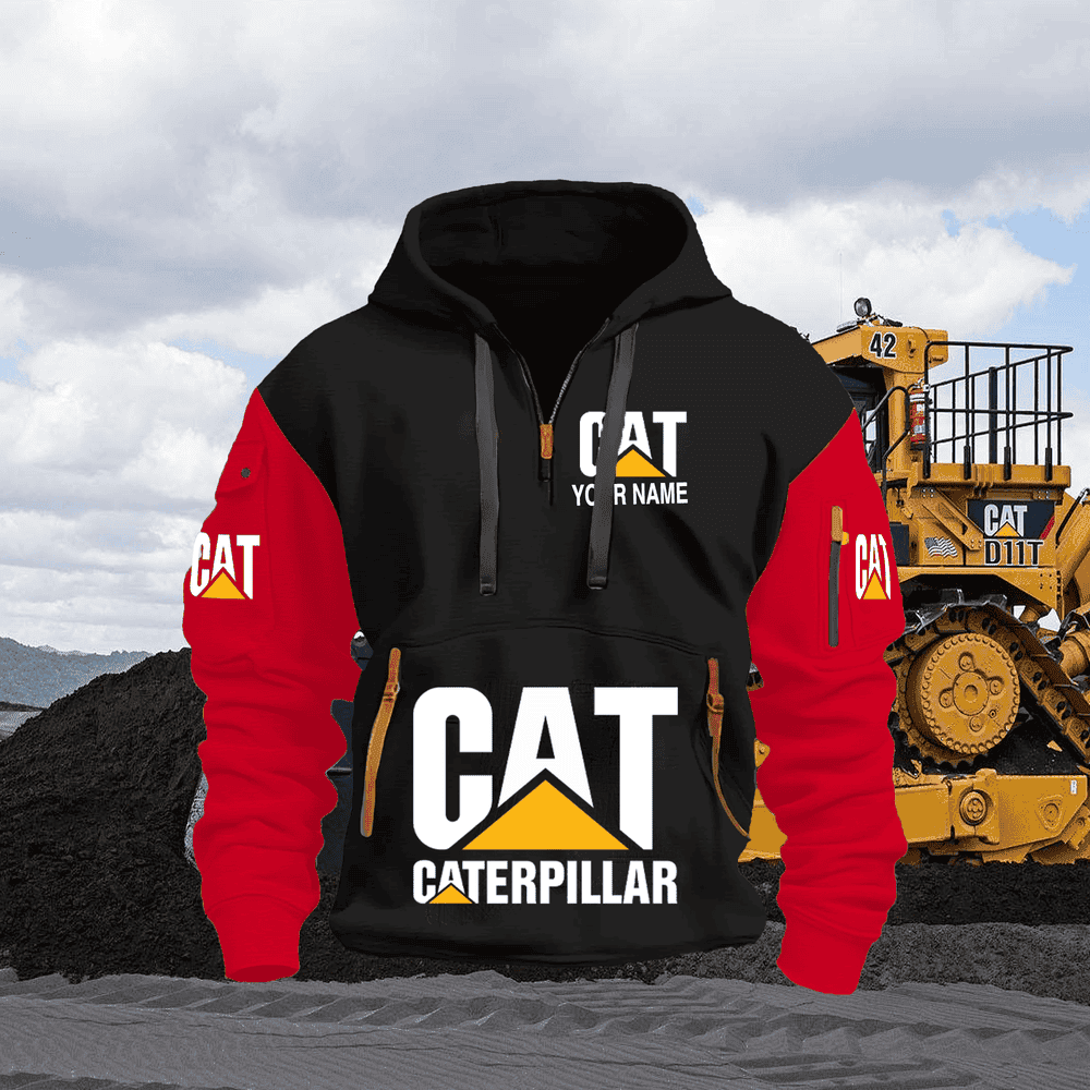 CAT FULL PRINT QUATER ZIPPER JACKET
