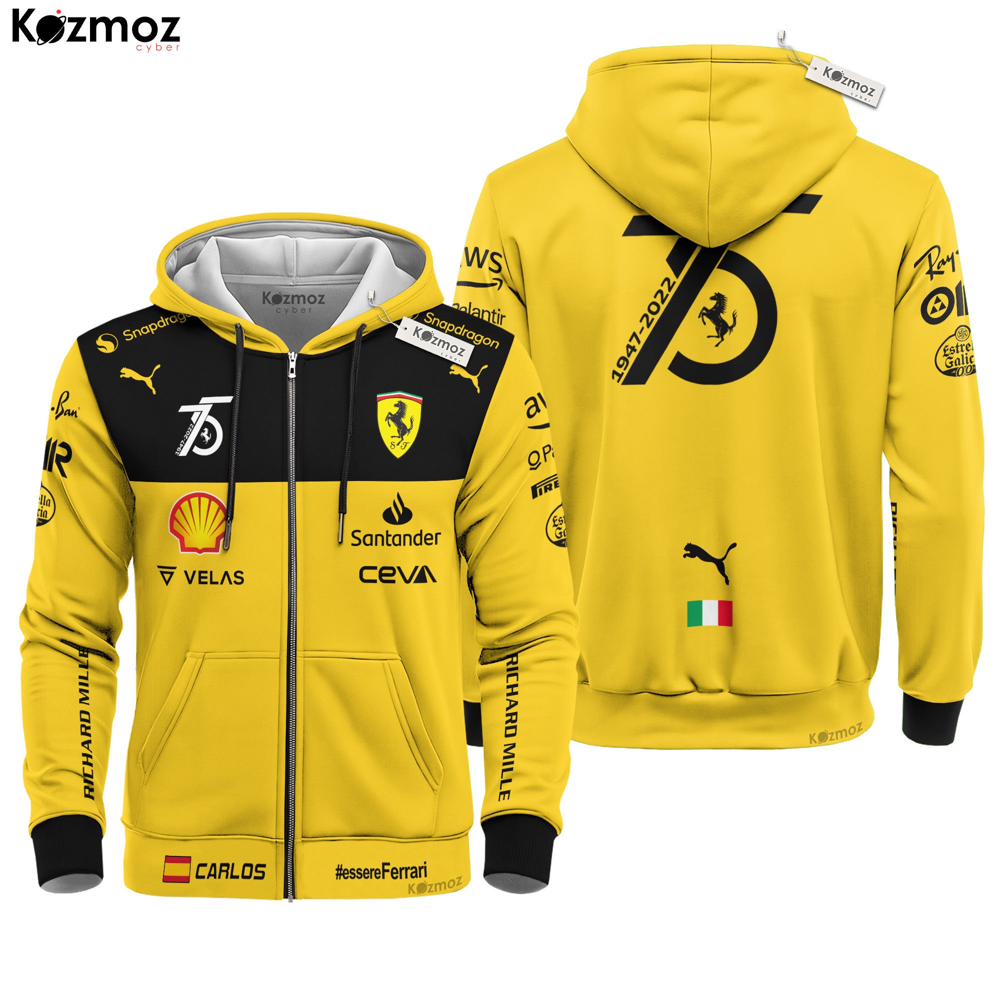 Carlos Sainz Jr Racing Costume 2022 SF 75th Anniversary Collection - SF Racing Team -
