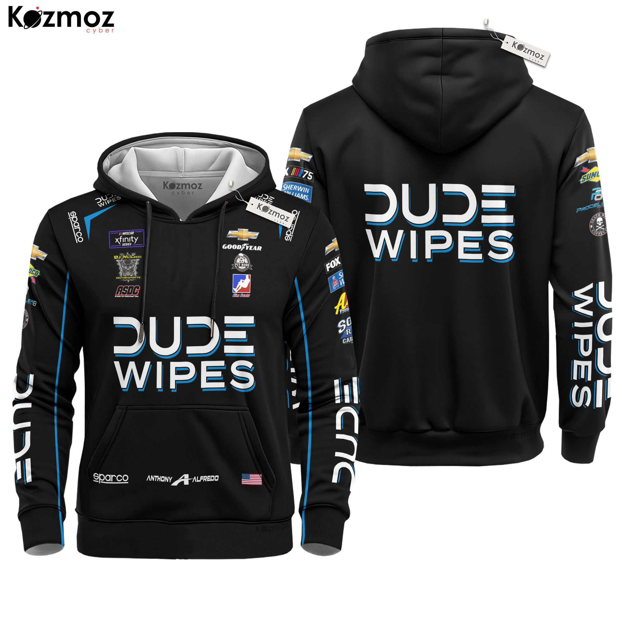 Anthony Alfredo Racing Suit Racing Costume Dude Wipes 2023 Collection - BJ McLeod Motorsports NASCAR Racing Team