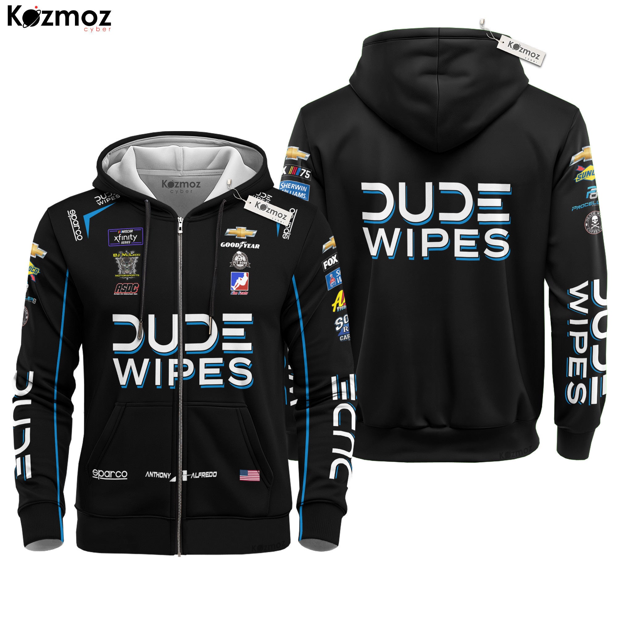 Anthony Alfredo Racing Suit Racing Costume Dude Wipes 2023 Collection - BJ McLeod Motorsports NASCAR Racing Team
