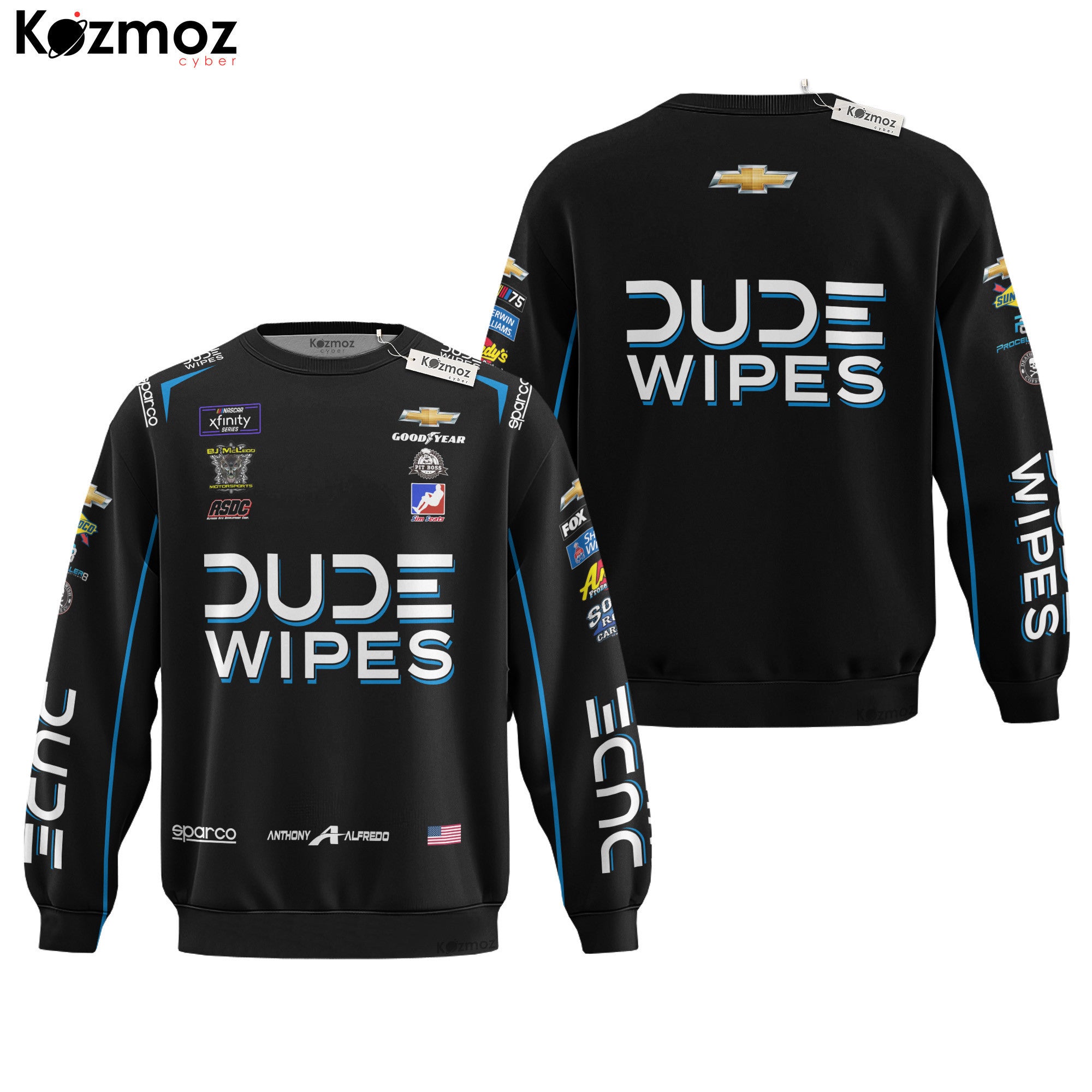 Anthony Alfredo Racing Suit Racing Costume Dude Wipes 2023 Collection - BJ McLeod Motorsports NASCAR Racing Team