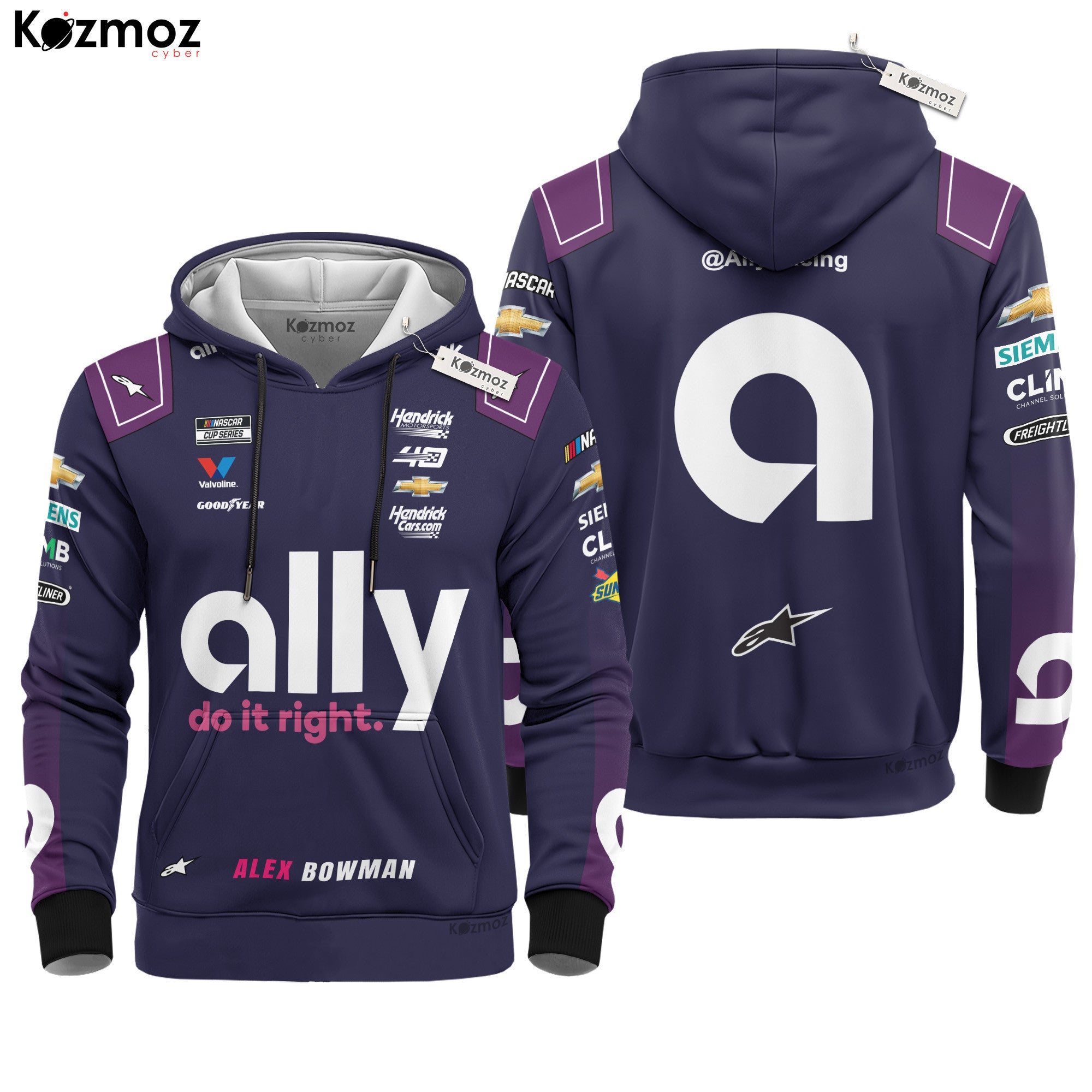 Alex Bowman Racing Costume Ally Purple 2024 Collection - Hendrick Motorsports NASCAR Racing Team