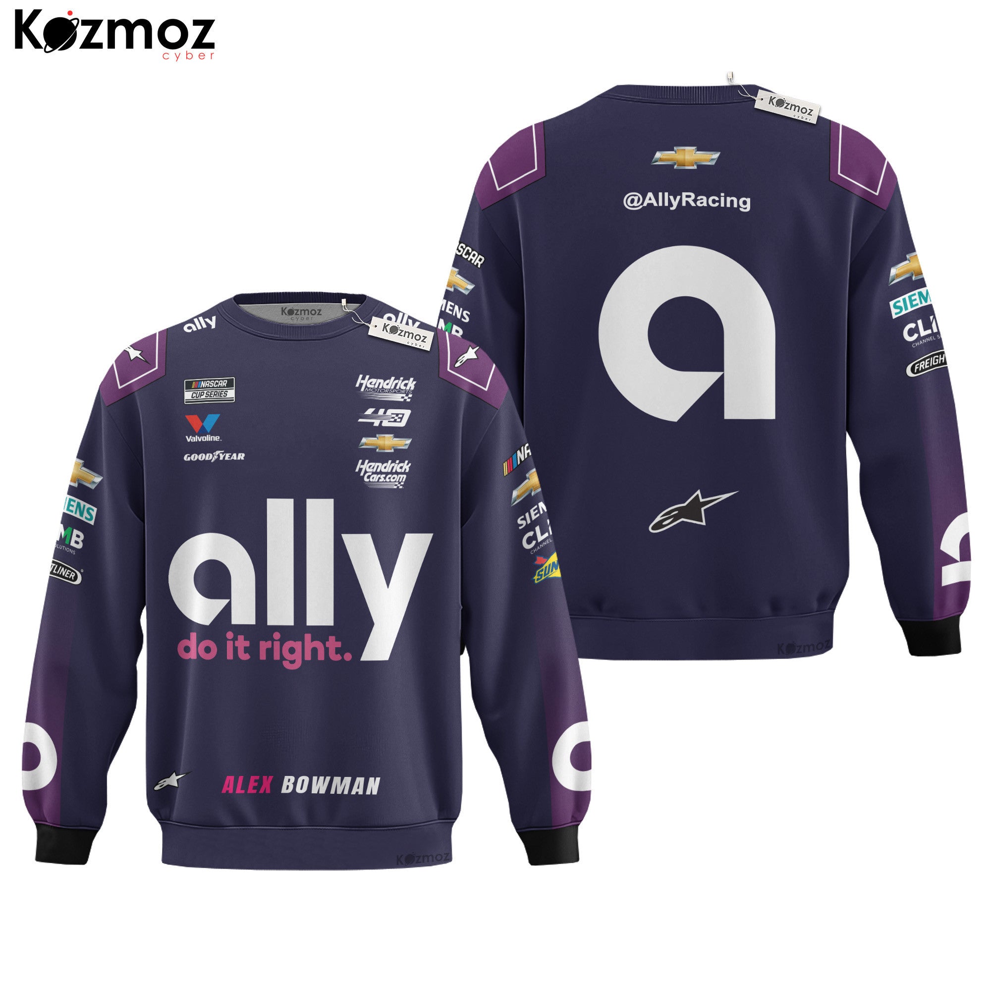 Alex Bowman Racing Costume Ally Purple 2024 Collection - Hendrick Motorsports NASCAR Racing Team