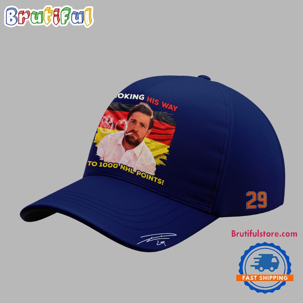 Leon Draisaitl Edmonton Oilers 1000 Career Nhl Points Blue Cap