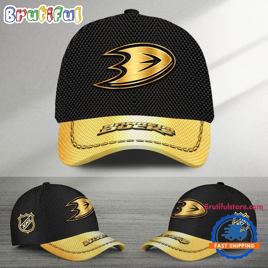 Nhl Anaheim Ducks Black And Gold Design Cap Hats