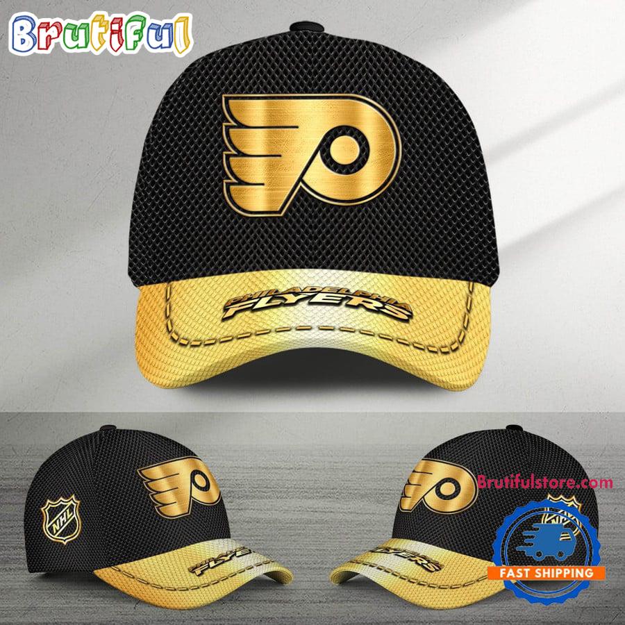 Nhl Philadelphia Flyers Black And Gold Design Cap Hats